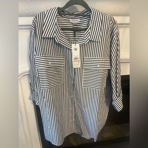 B&W camp style striped Calvin Klein button-down - 2x